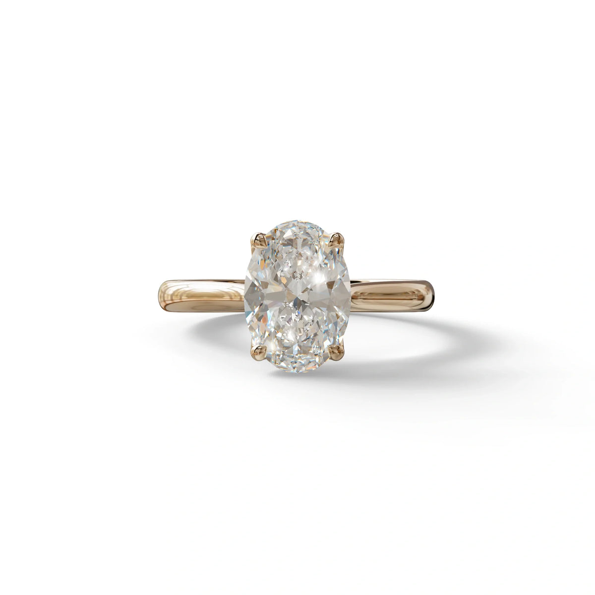 3 Carat Lab Grown Diamond Oval Cut Engagement Ring | Secret Blue Diamond- Eclipse - 10K Solid Gold / Rose Gold
