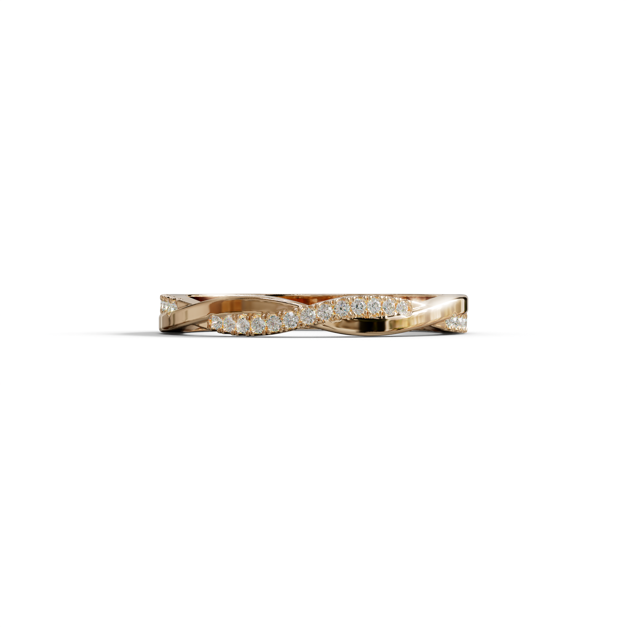 Elegant Twisted Band with Lab‑Grown Diamonds – Women’s Wedding Ring - 10K Solid Gold / Rose Gold