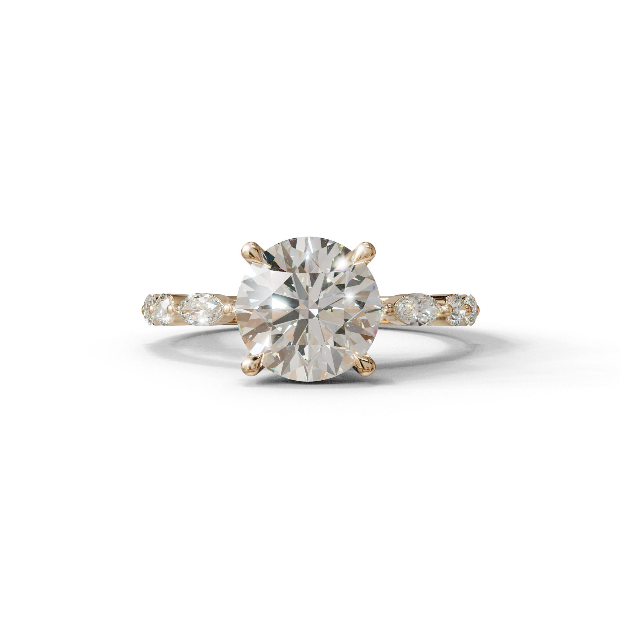 2 Carat E-VVS Round Cut Hidden Halo & Pave Set Lab Diamond Ring - Pure Origin - 10K Solid Gold / Rose Gold