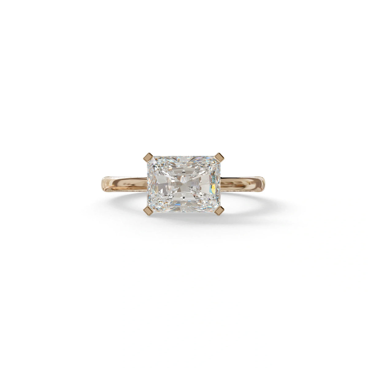 2.5 Ct Radiant Cut Lab Diamond In Pave-Chanel Setting Ring - Maxine - 10K Solid Gold / Rose Gold