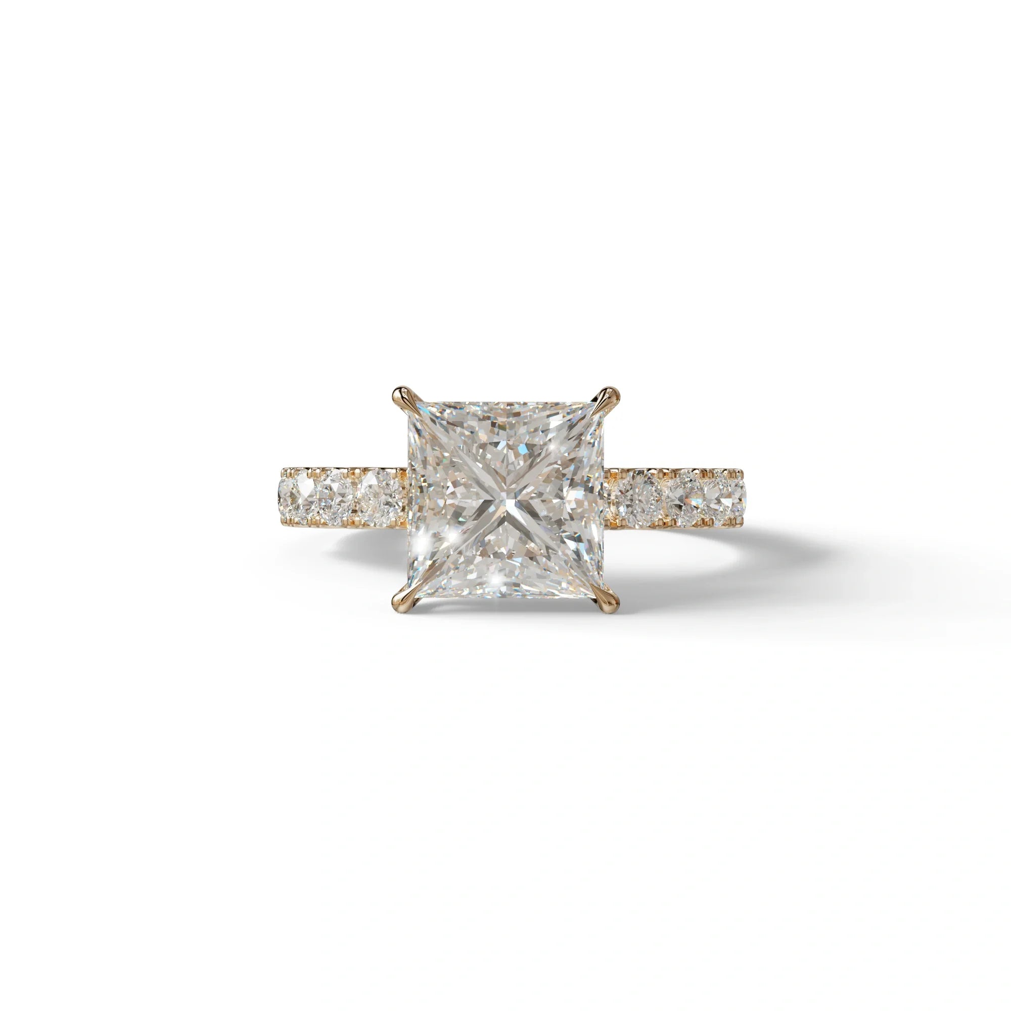 3 Carat E VVS Princess Cut Pave Lab Created Diamond Ring - Elysia - 10K Solid Gold / Rose Gold