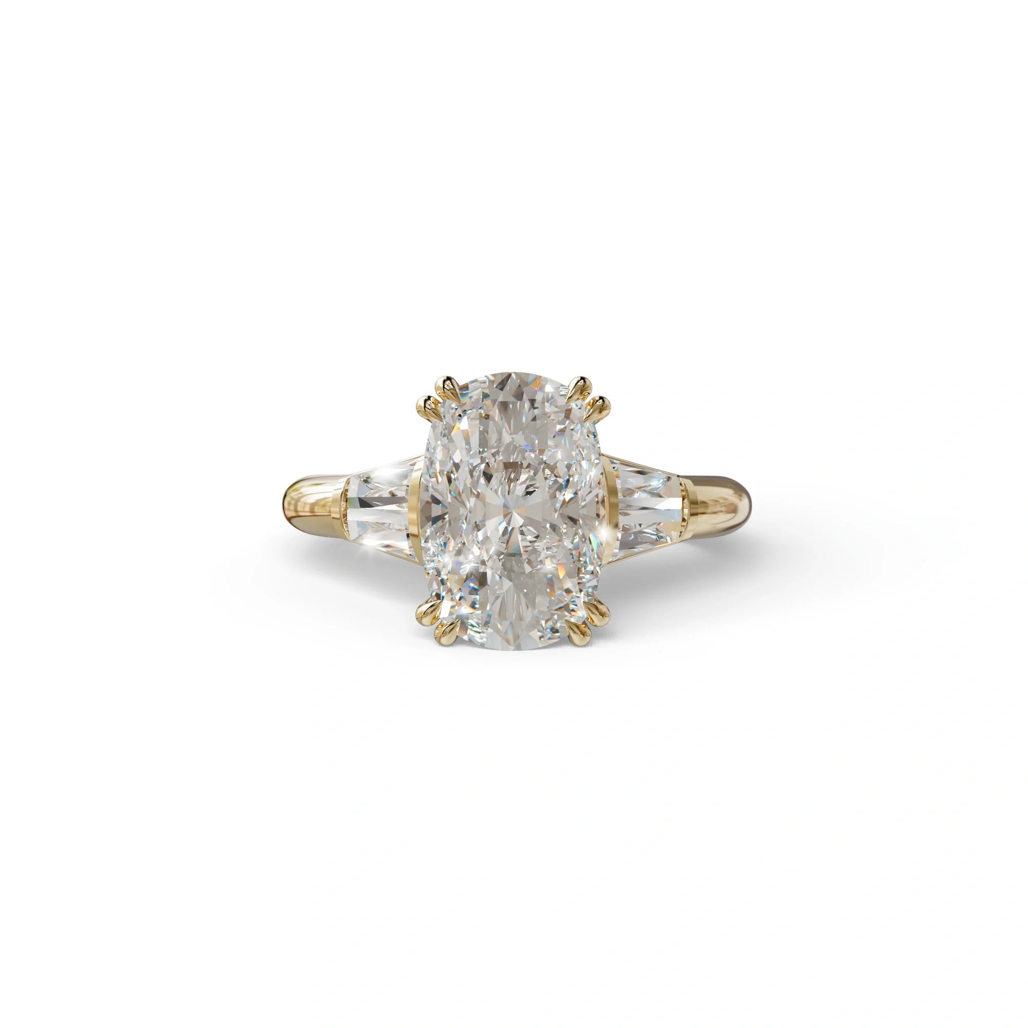 4 Ct Diamond Ring E VVS Elongated Cushion Cut Diamond Ring - Sagittarius - 10K Solid Gold / Rose Gold