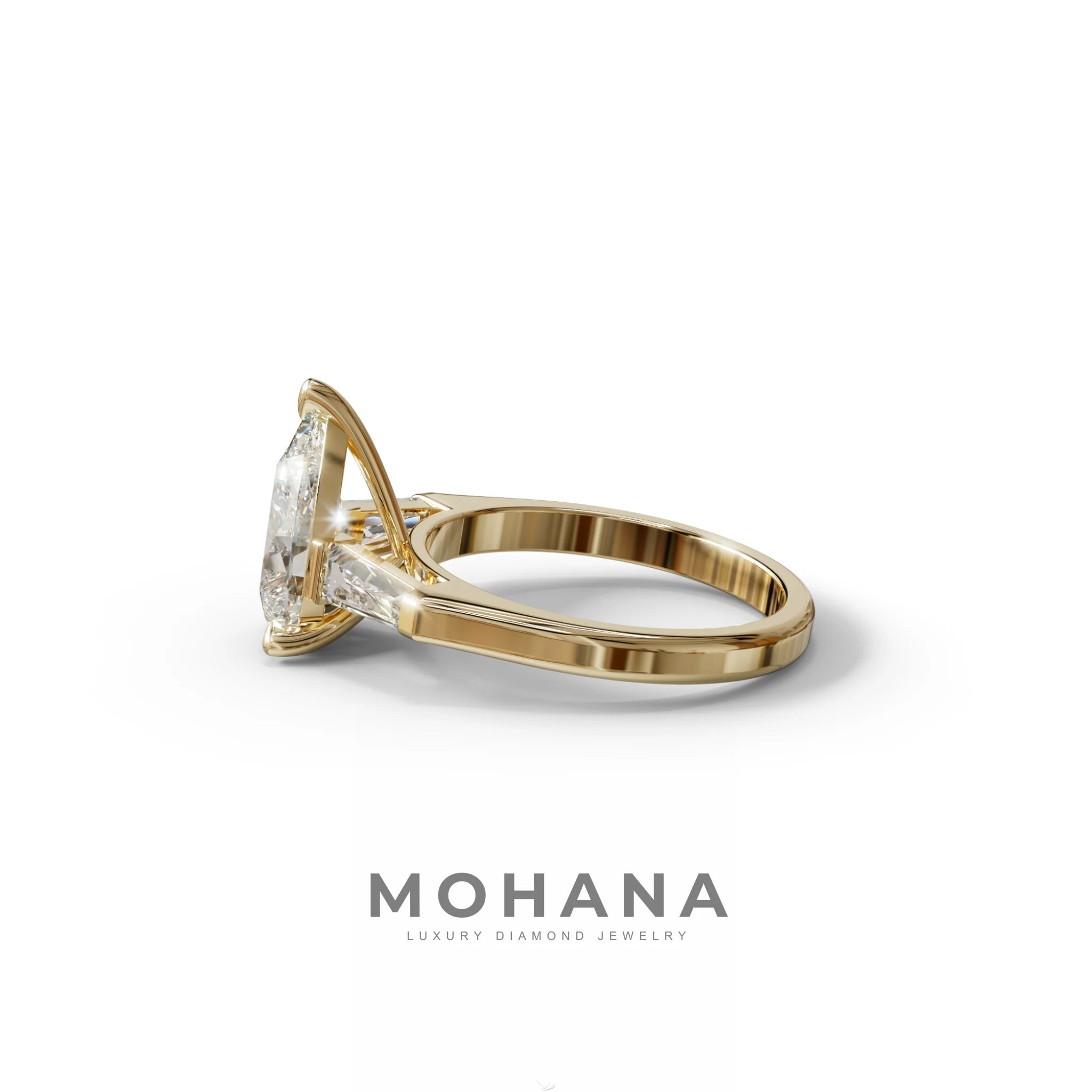 3.40ct E/VVS Pear & Tapered Baguette Three Stone Lab Diamond3.R4i0ncgt -E /BVeVlSl aPear & Tapered Baguette Three Stone