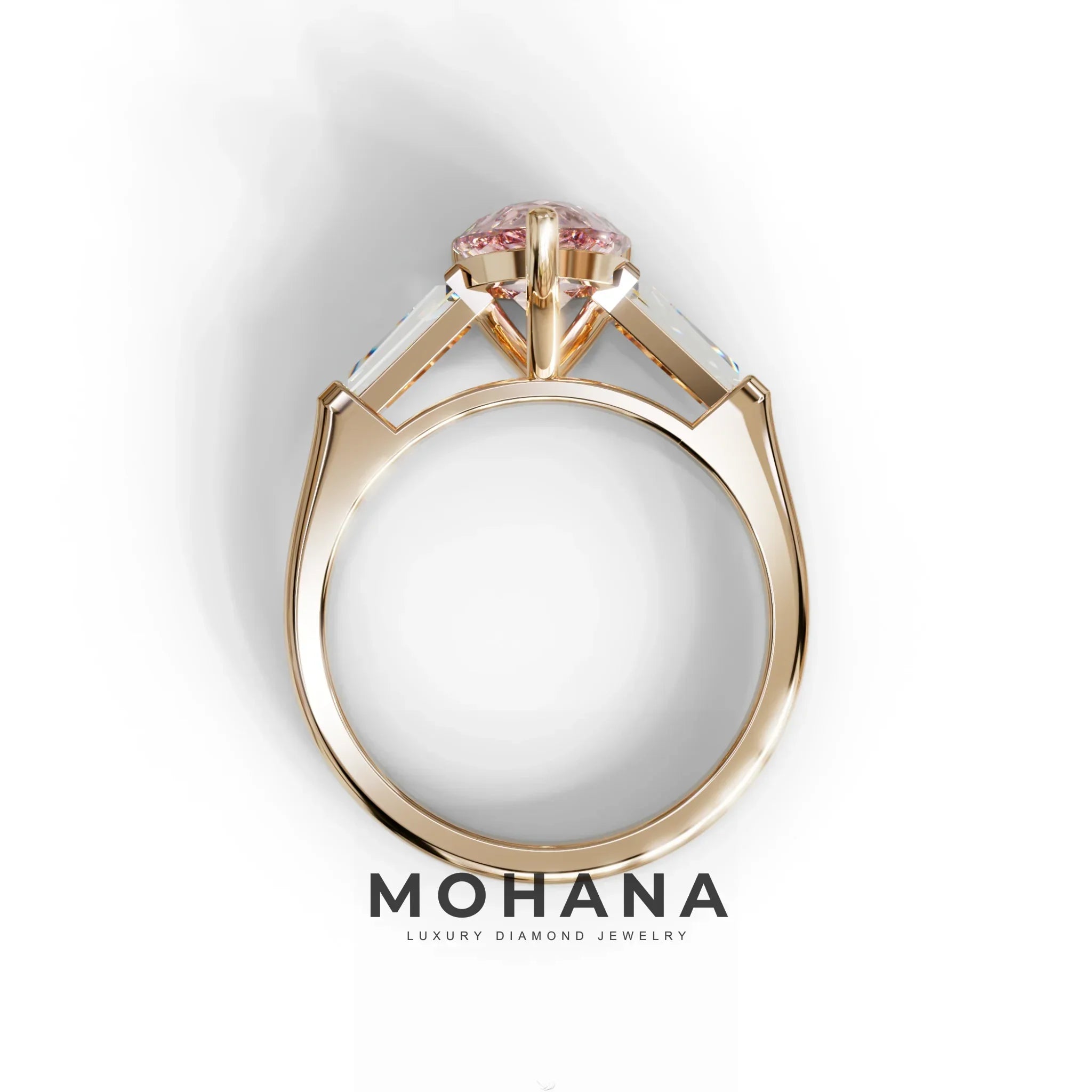 3 Carat Pear Cut Pink Lab Grown Diamond Engagement Ring - Bella