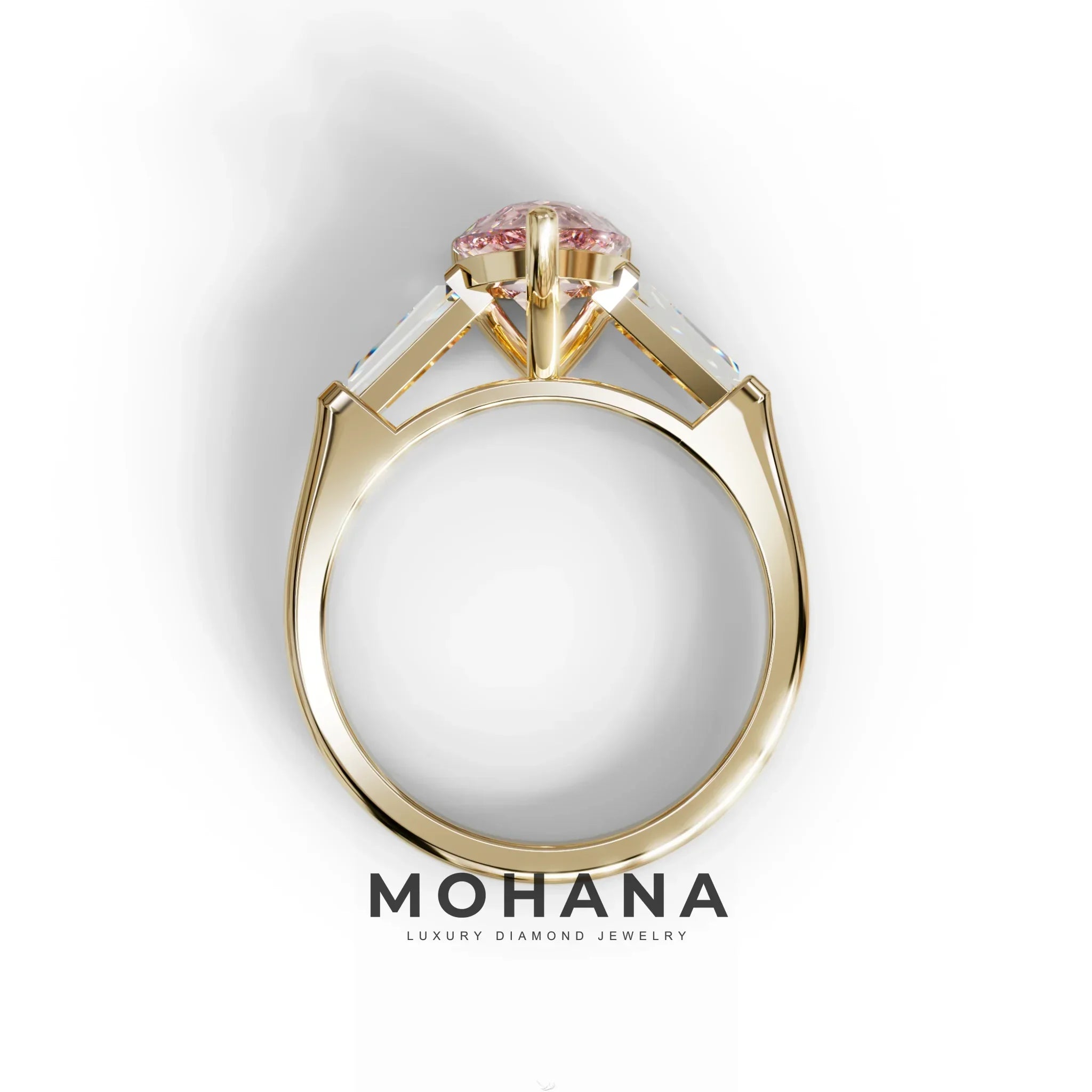 3 Carat Pear Cut Pink Lab Grown Diamond Engagement Ring - Bella