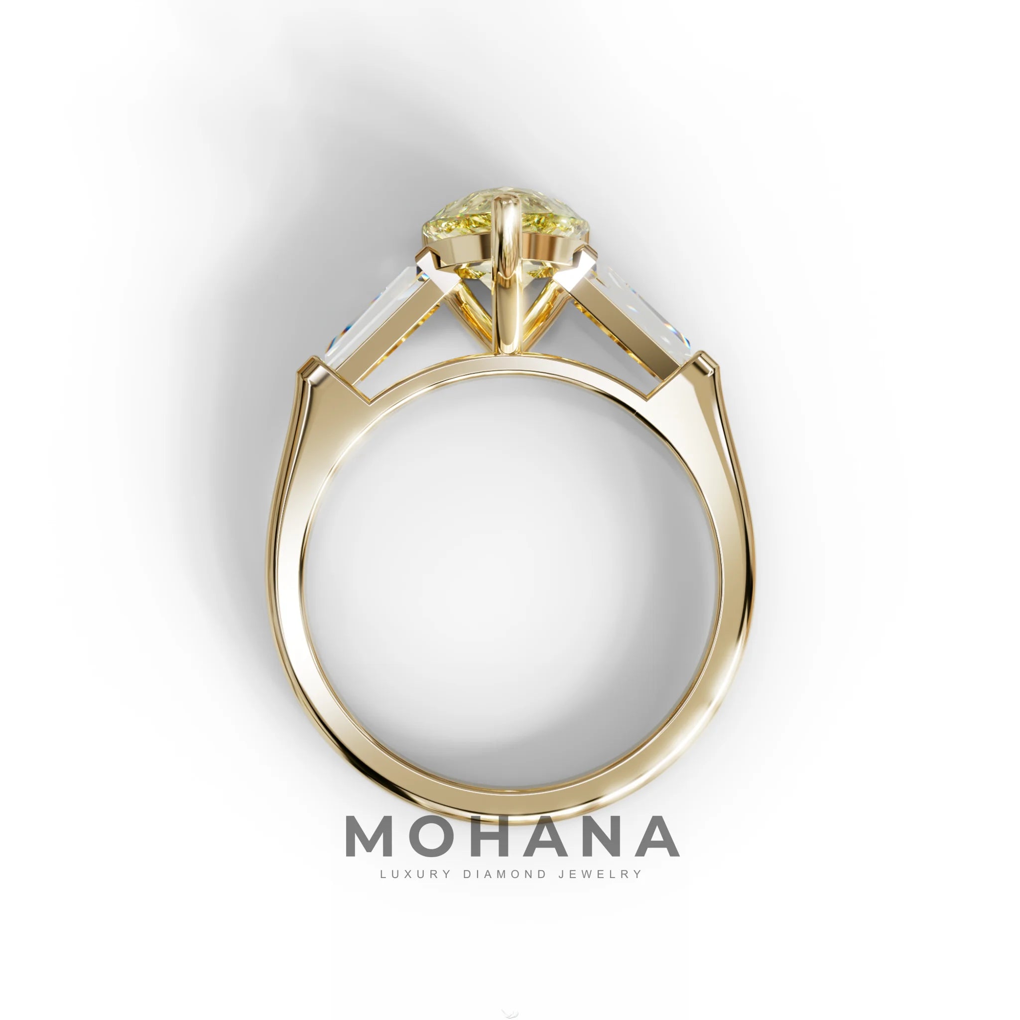 3 Carat Pear Cut Yellow Lab Diamond Engagement Ring - Bella
