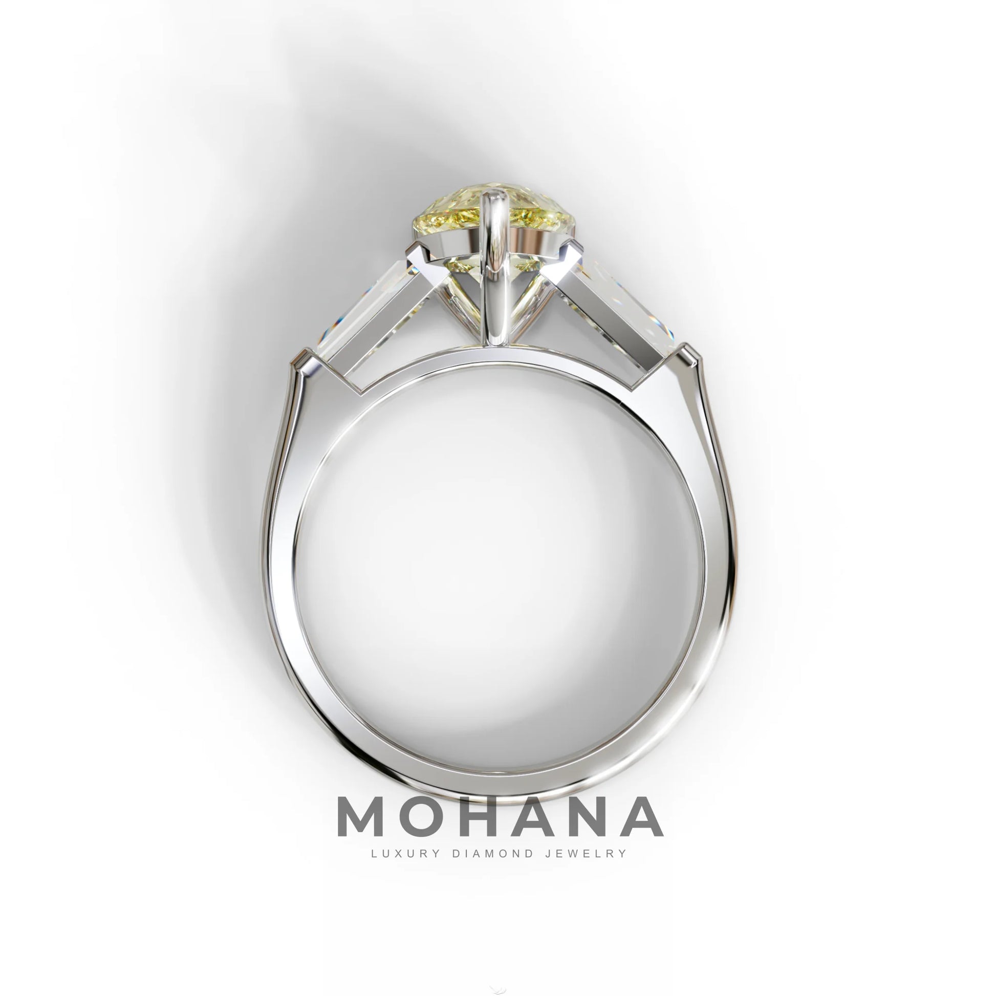 3 Carat Pear Cut Yellow Lab Diamond Engagement Ring - Bella