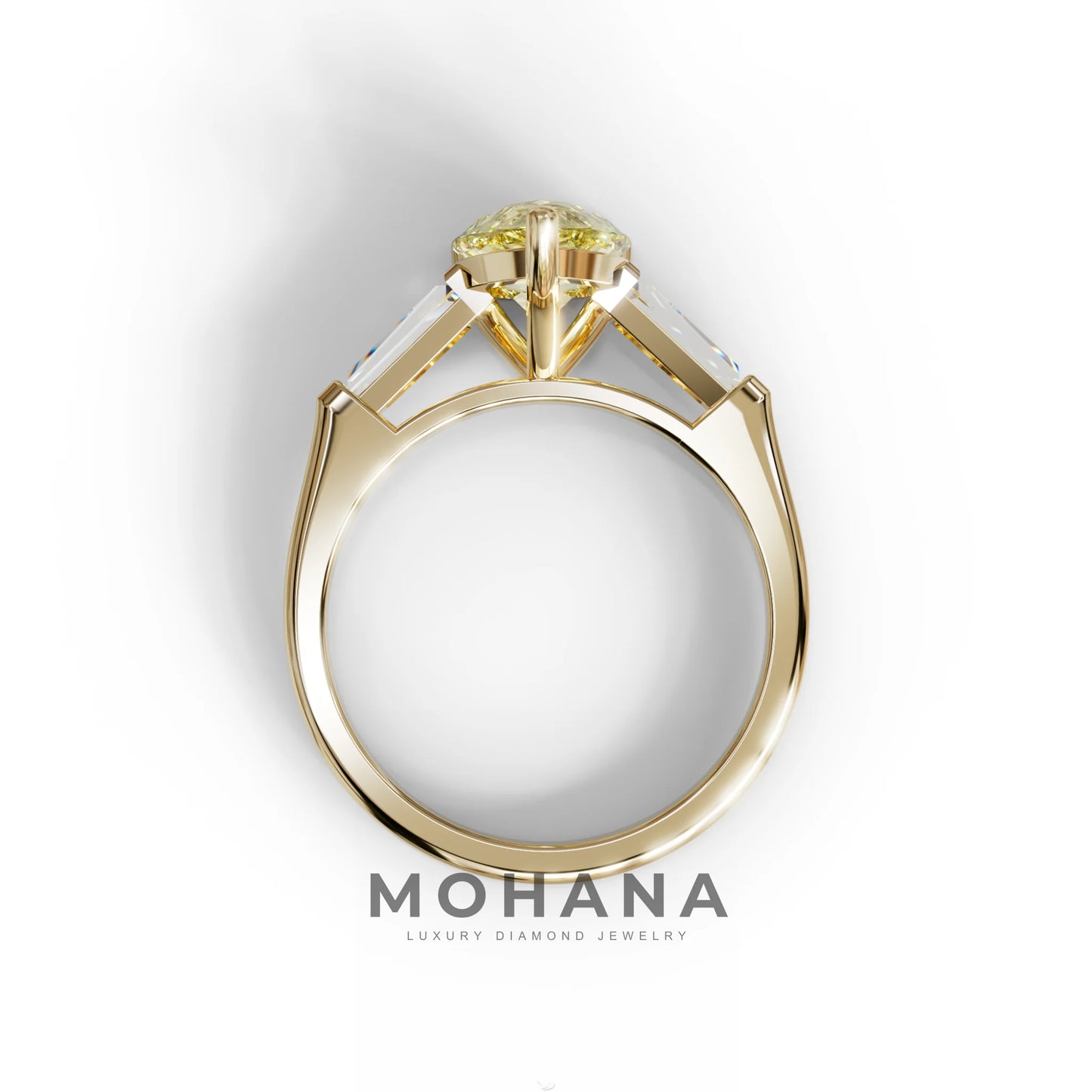 3 Carat Pear Cut Yellow Lab Diamond Engagement Ring - Bella