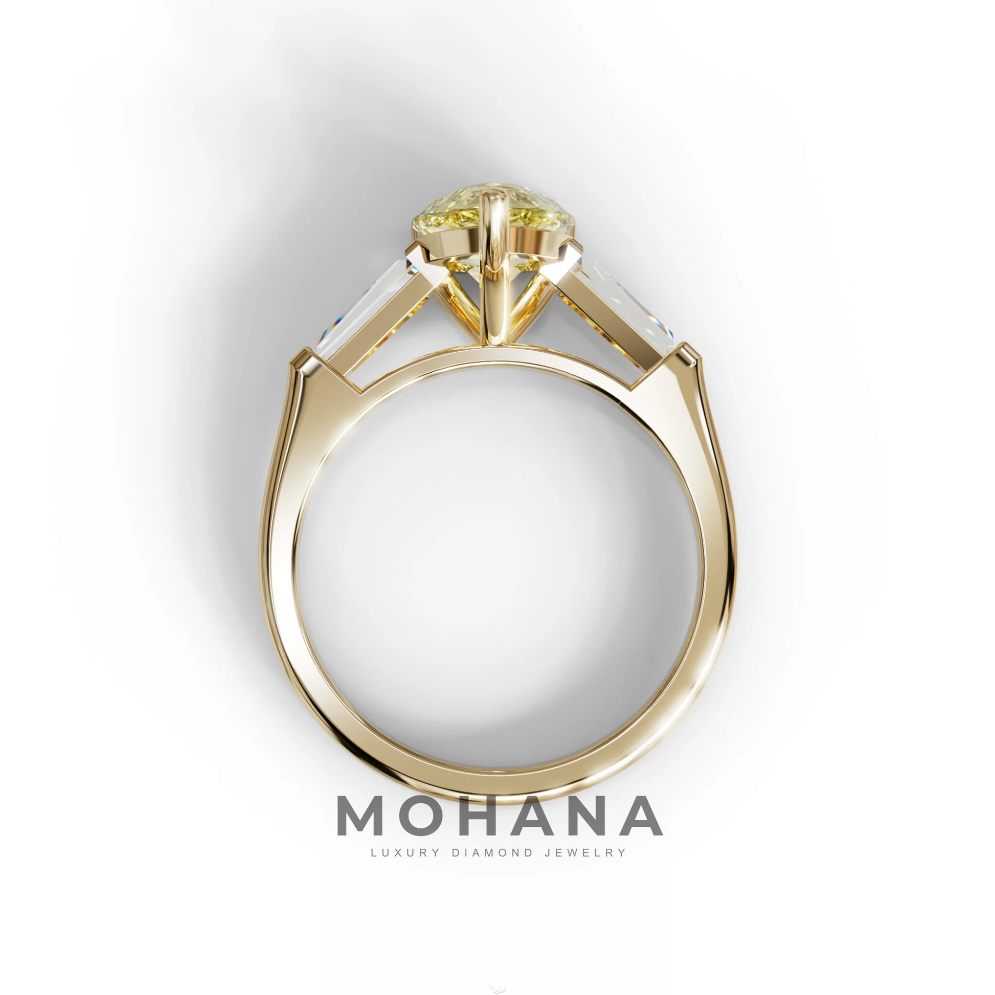 3 Carat Pear Cut Yellow Lab Diamond Engagement Ring - Bella