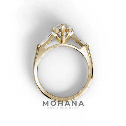 3.40ct E/VVS Pear & Tapered Baguette Three Stone Lab Diamond3.R4i0ncgt -E /BVeVlSl aPear & Tapered Baguette Three Stone