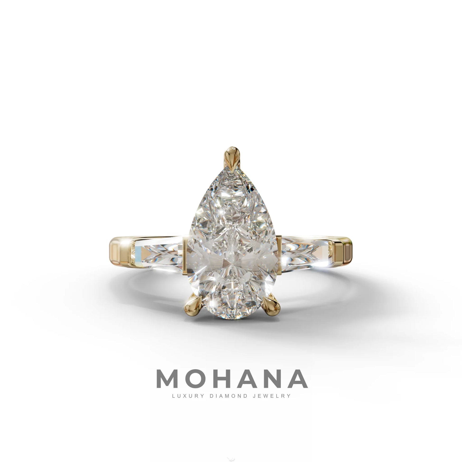 3.40ct E/VVS Pear & Tapered Baguette Three Stone Lab Diamond3.R4i0ncgt -E /BVeVlSl aPear & Tapered Baguette Three Stone