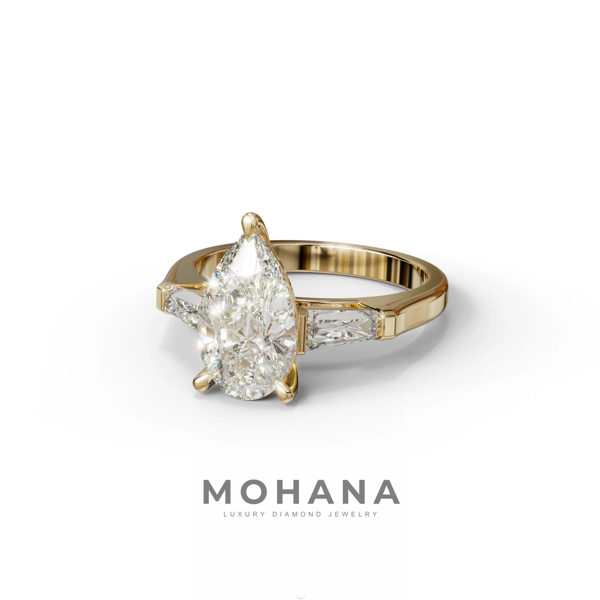 3.40ct E/VVS Pear & Tapered Baguette Three Stone Lab Diamond3.R4i0ncgt -E /BVeVlSl aPear & Tapered Baguette Three Stone