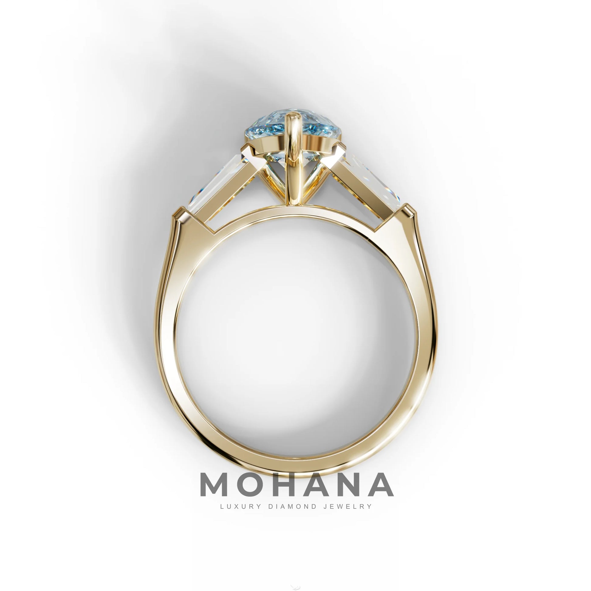 3 Carat Pear Cut Blue Lab Diamond Engagement Ring - Bella