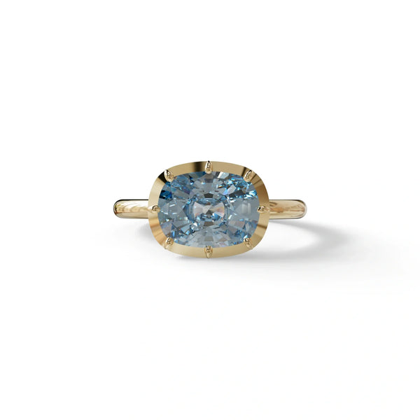 3 to 5 Carat Blue Lab Grown Diamond Engagement Ring · Cushion Cut Bezel Set | Reverie