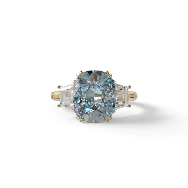 3.5 Carat Blue Lab Grown Diamond Engagement Ring · Cushion Cut Three Stone | Trilogy