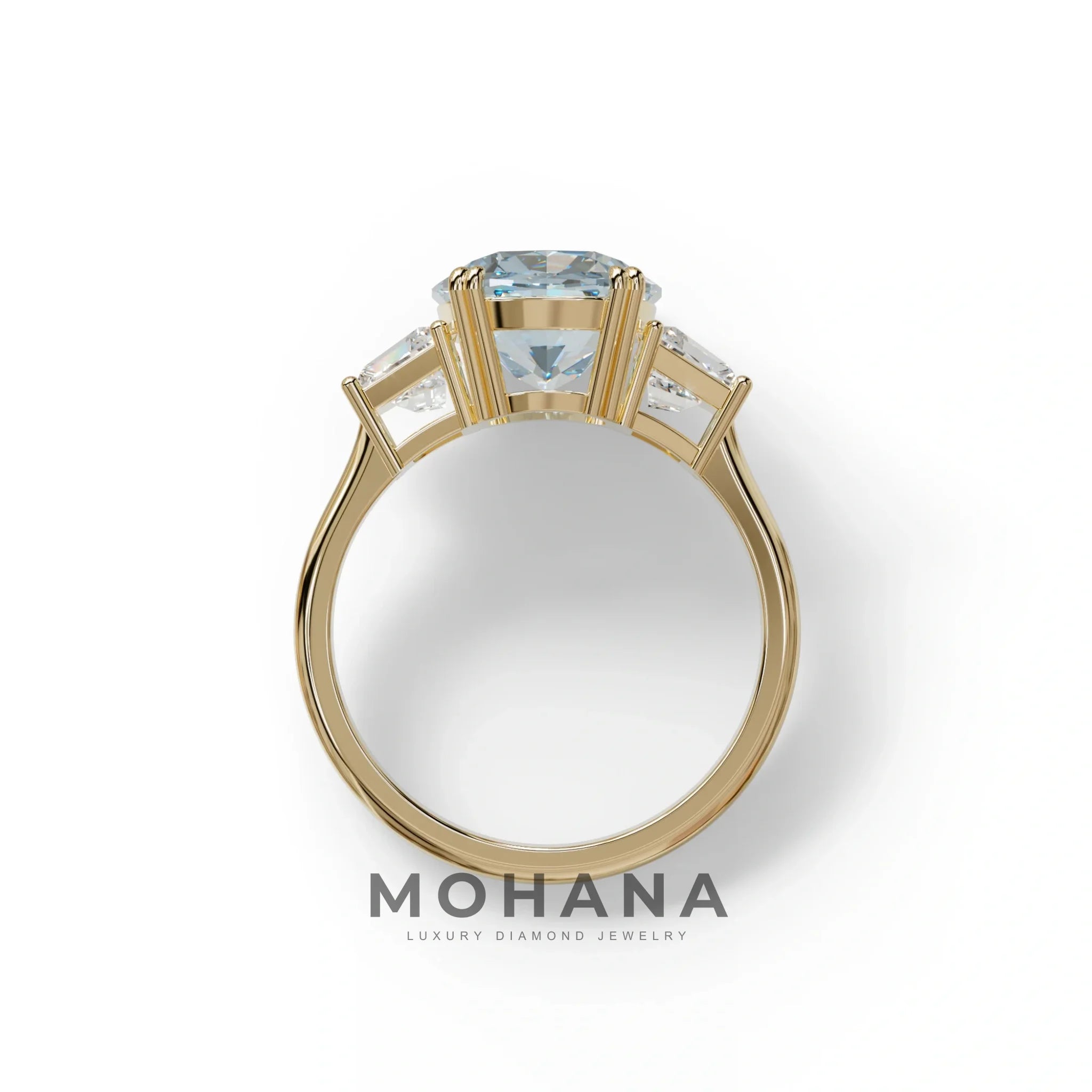 3.5 Carat Blue Lab Grown Diamond Engagement Ring · Cushion Cut Three Stone | Trilogy - view 7