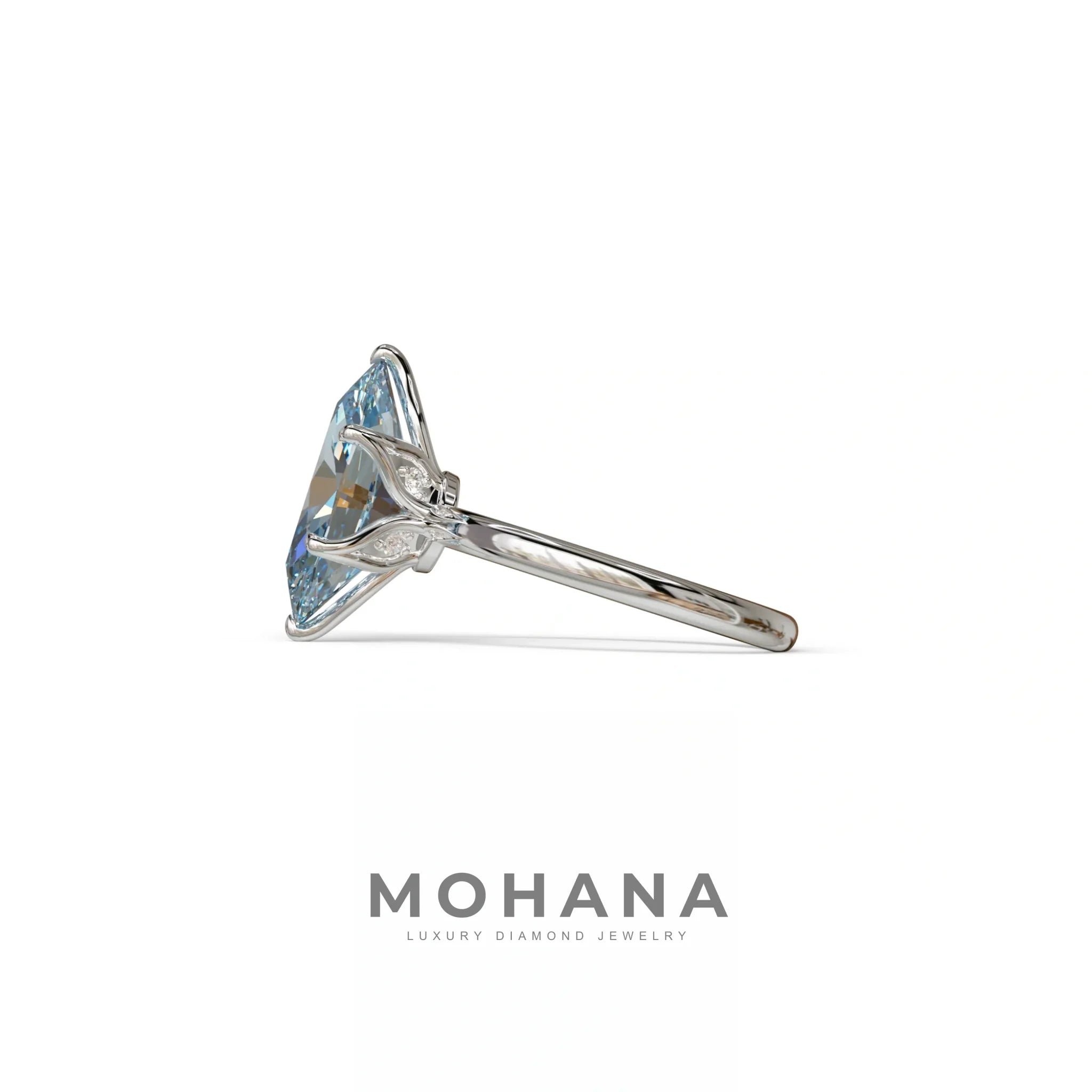 3 to 5 Carat Blue Lab Grown Diamond Engagement Ring · Oval Cut Hidden Halo | Selene - view 6