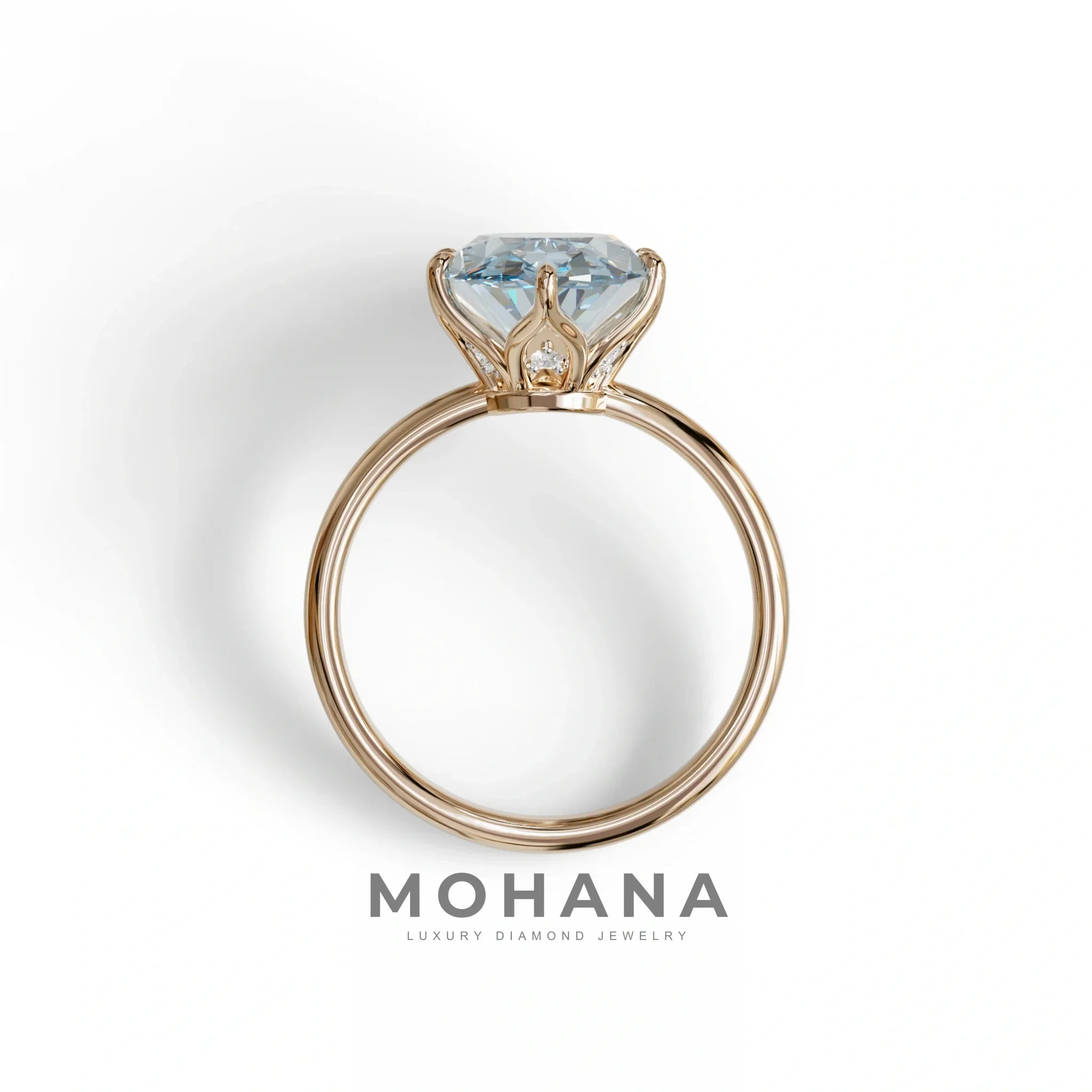 3 to 5 Carat Blue Lab Grown Diamond Engagement Ring · Oval Cut Hidden Halo | Selene - view 9
