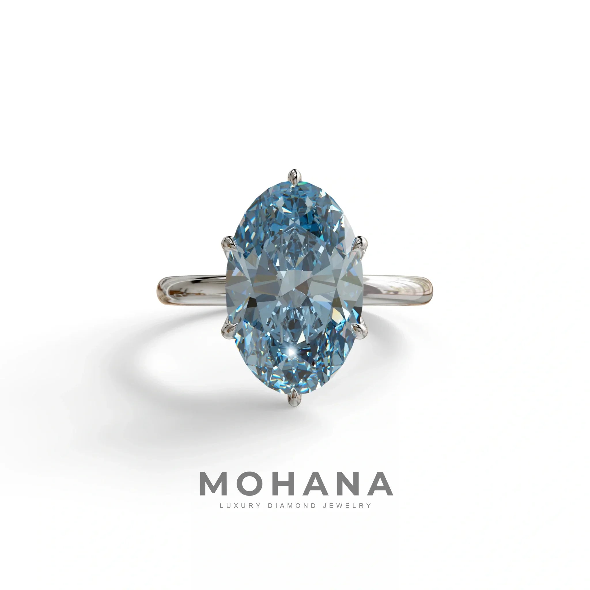3 to 5 Carat Blue Lab Grown Diamond Engagement Ring · Oval Cut Hidden Halo | Selene - view 3