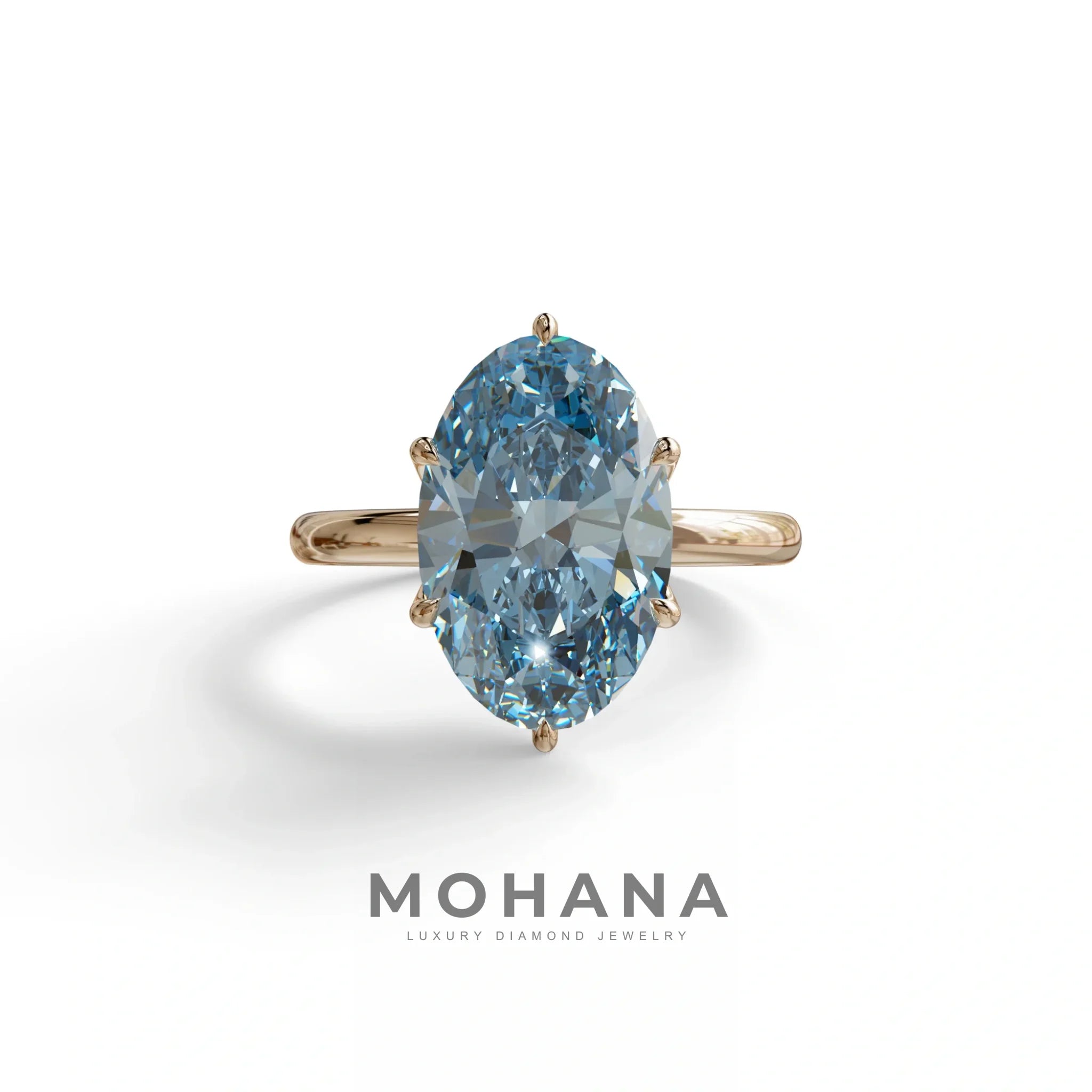 3 to 5 Carat Blue Lab Grown Diamond Engagement Ring · Oval Cut Hidden Halo | Selene - view 2