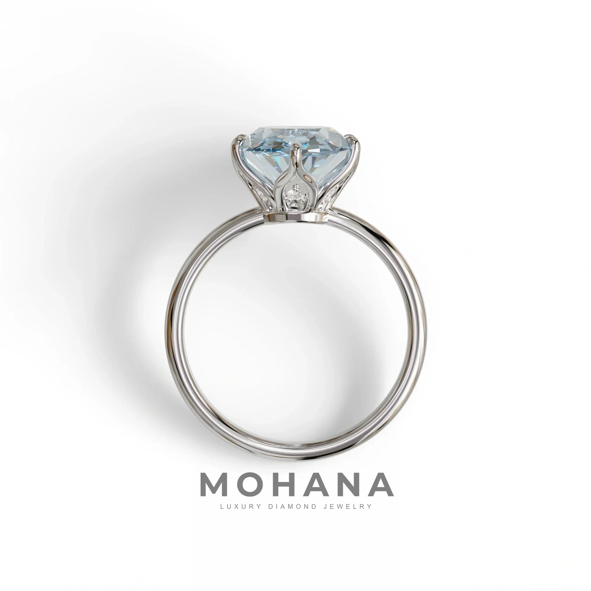 3 to 5 Carat Blue Lab Grown Diamond Engagement Ring · Oval Cut Hidden Halo | Selene - view 7