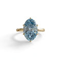 3 to 5 Carat Blue Lab Grown Diamond Engagement Ring · Oval Cut Hidden Halo | Selene - view 1