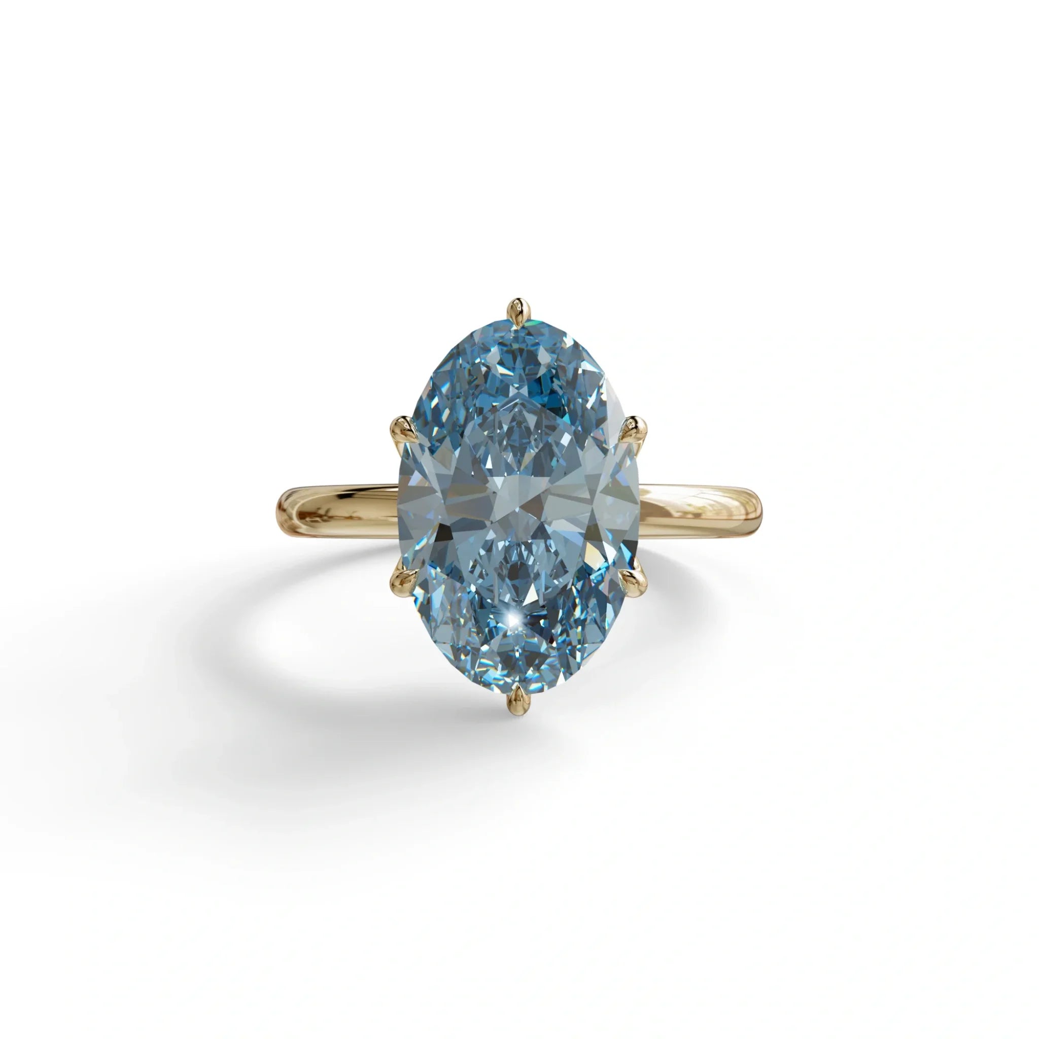 3 to 5 Carat Blue Lab Grown Diamond Engagement Ring · Oval Cut Hidden Halo | Selene - view 1