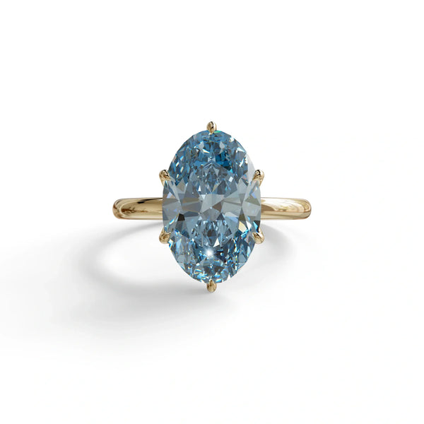 3 to 5 Carat Blue Lab Grown Diamond Engagement Ring · Oval Cut Hidden Halo | Selene