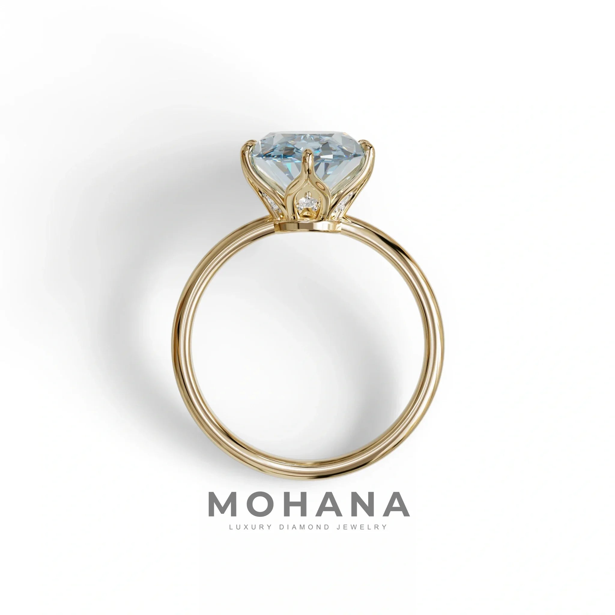 3 to 5 Carat Blue Lab Grown Diamond Engagement Ring · Oval Cut Hidden Halo | Selene - view 8