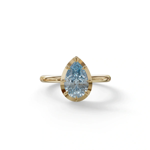 3 to 5 Carat Blue Lab Grown Diamond Engagement Ring · Pear Cut Bezel Set | Mirage