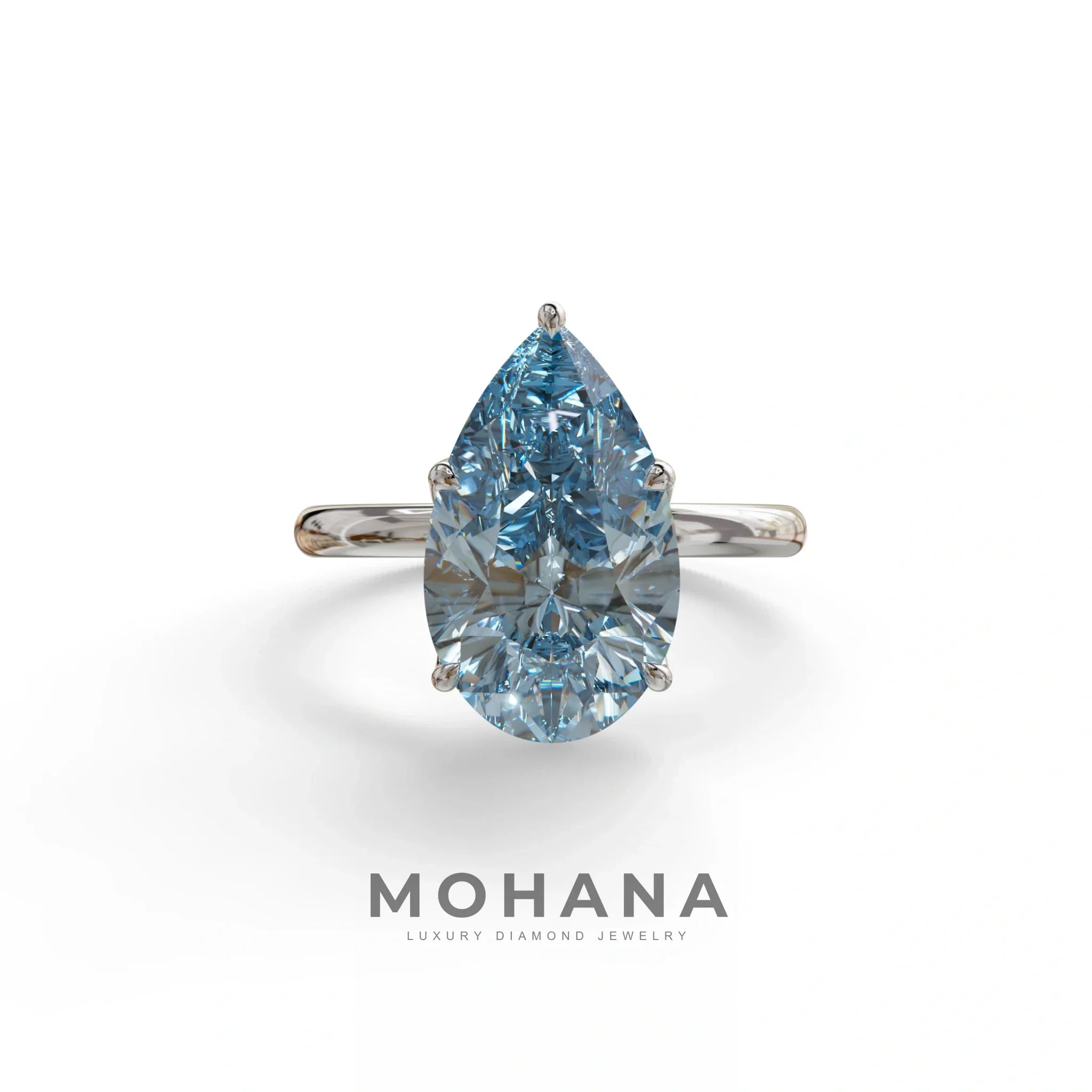 3 to 5 Carat Blue Lab Grown Diamond Engagement Ring · Pear Cut Hidden Halo | Lyra - view 3