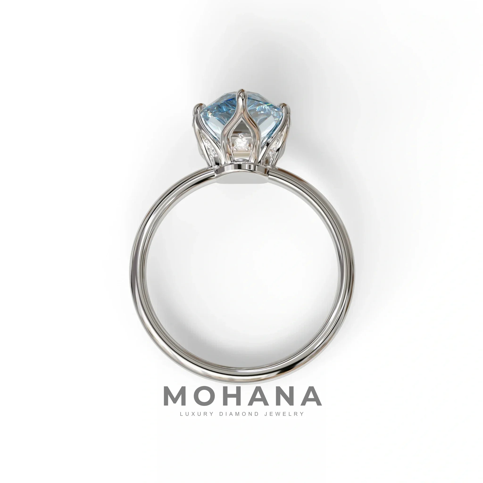 3 to 5 Carat Blue Lab Grown Diamond Engagement Ring · Pear Cut Hidden Halo | Lyra - view 9