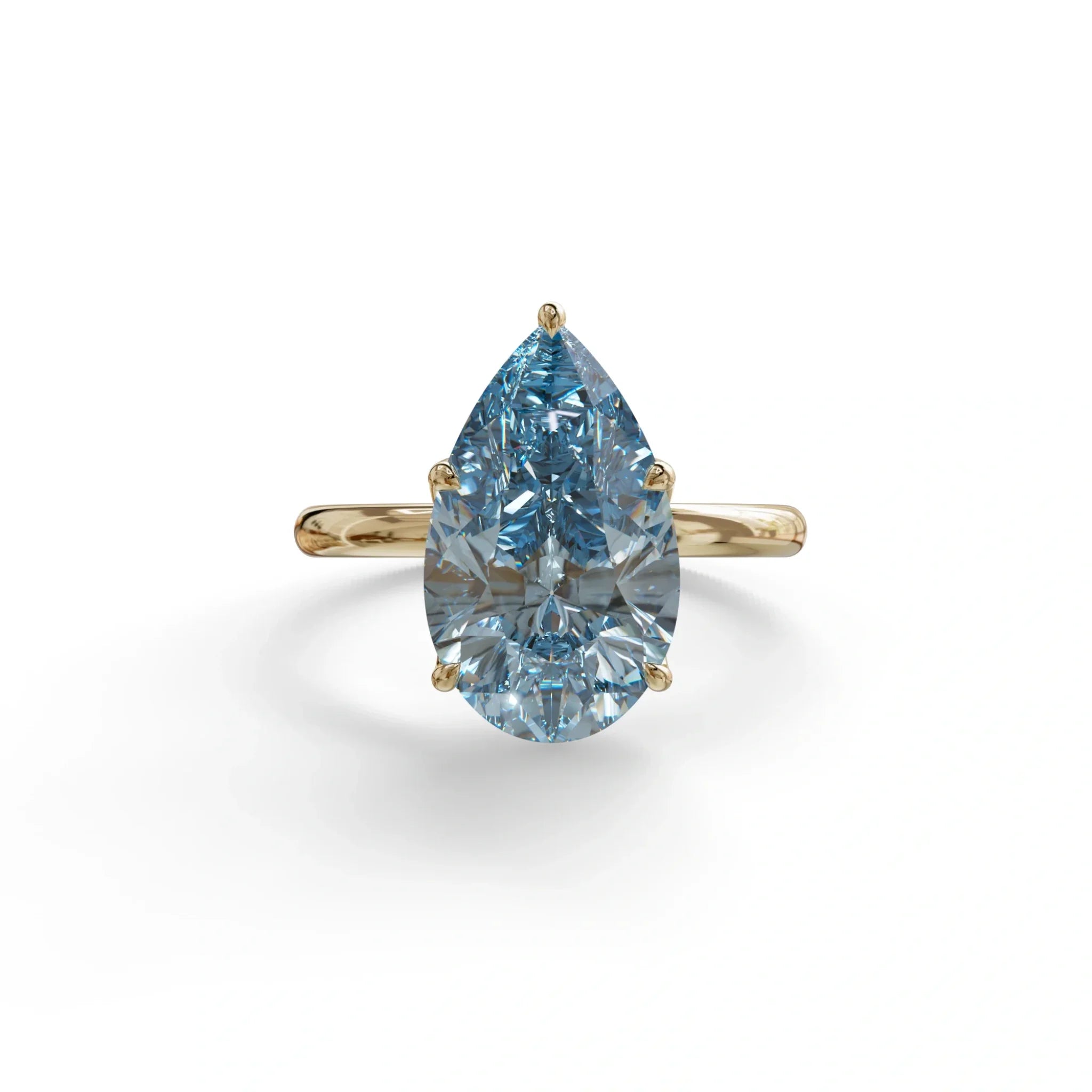 3 to 5 Carat Blue Lab Grown Diamond Engagement Ring · Pear Cut Hidden Halo | Lyra - view 1