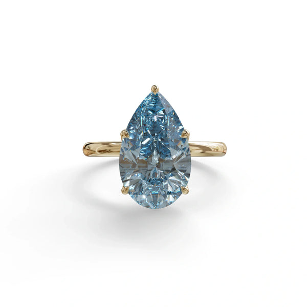 3 to 5 Carat Blue Lab Grown Diamond Engagement Ring · Pear Cut Hidden Halo | Lyra