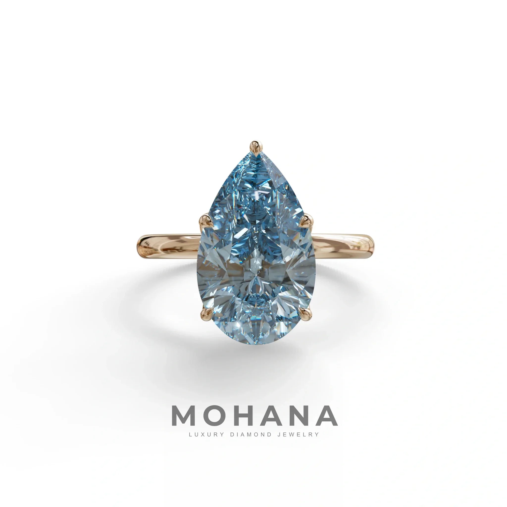 3 to 5 Carat Blue Lab Grown Diamond Engagement Ring · Pear Cut Hidden Halo | Lyra - view 2