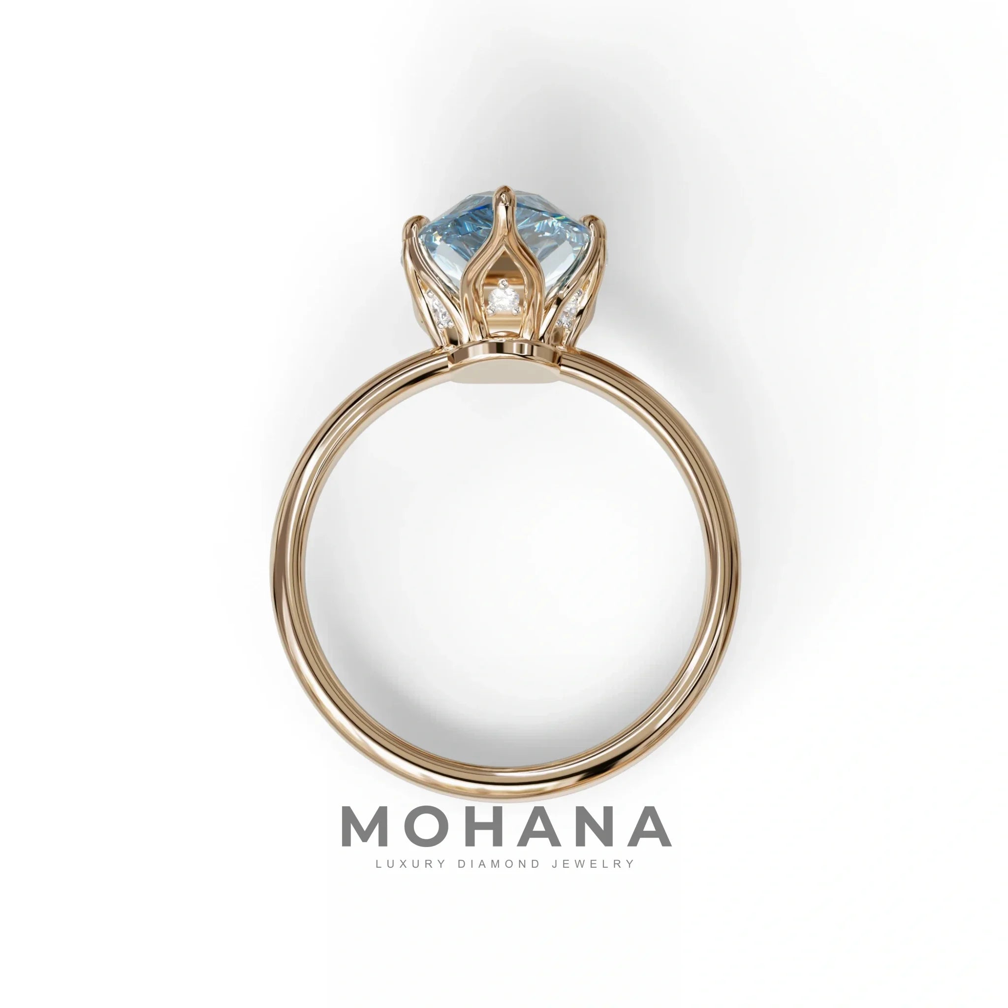3 to 5 Carat Blue Lab Grown Diamond Engagement Ring · Pear Cut Hidden Halo | Lyra - view 8