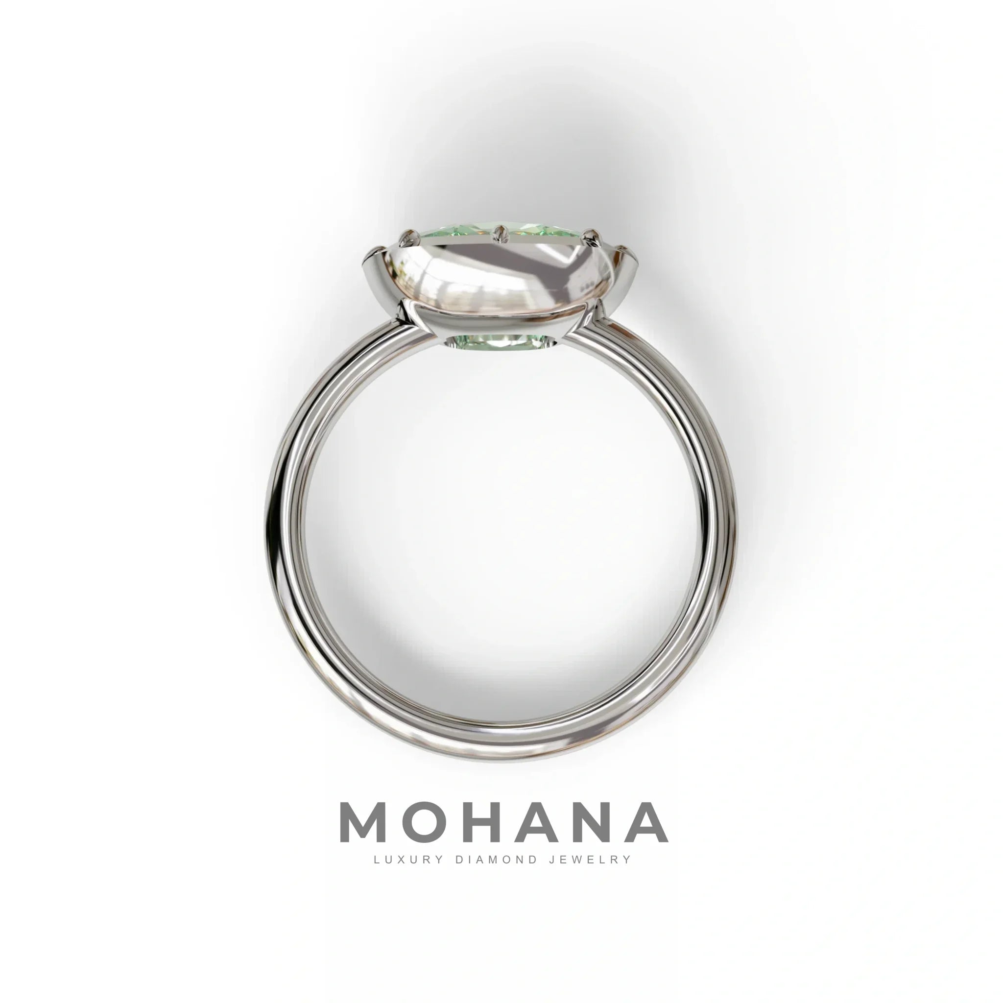 3 to 5 Carat Green Lab Grown Diamond Engagement Ring · Cushion Cut Bezel Set | Reverie - view 9