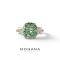 3.5 Carat Green Lab Grown Diamond Engagement Ring · Cushion Cut Three Stone | Trilogy - view 2