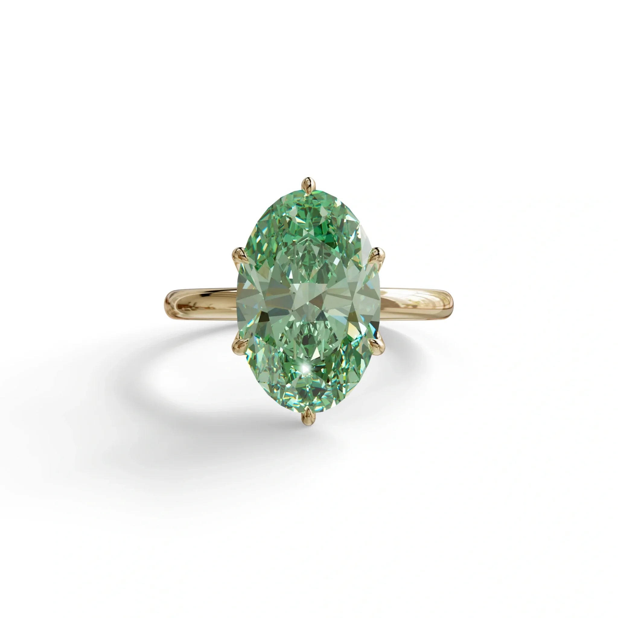 3 to 5 Carat Green Lab Grown Diamond Engagement Ring · Oval Cut Hidden Halo | Selene - view 1