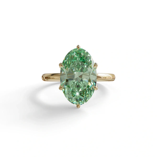 3 to 5 Carat Green Lab Grown Diamond Engagement Ring · Oval Cut Hidden Halo | Selene