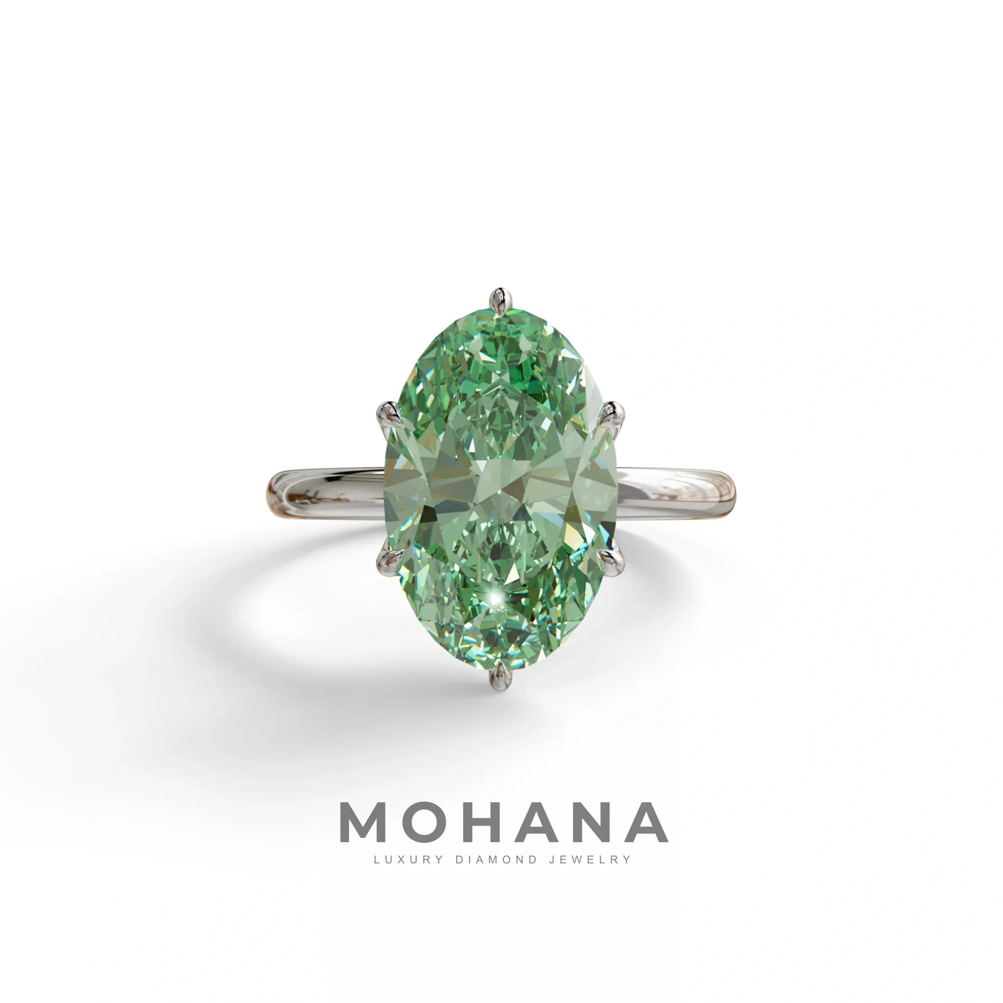 3 to 5 Carat Green Lab Grown Diamond Engagement Ring · Oval Cut Hidden Halo | Selene - view 3