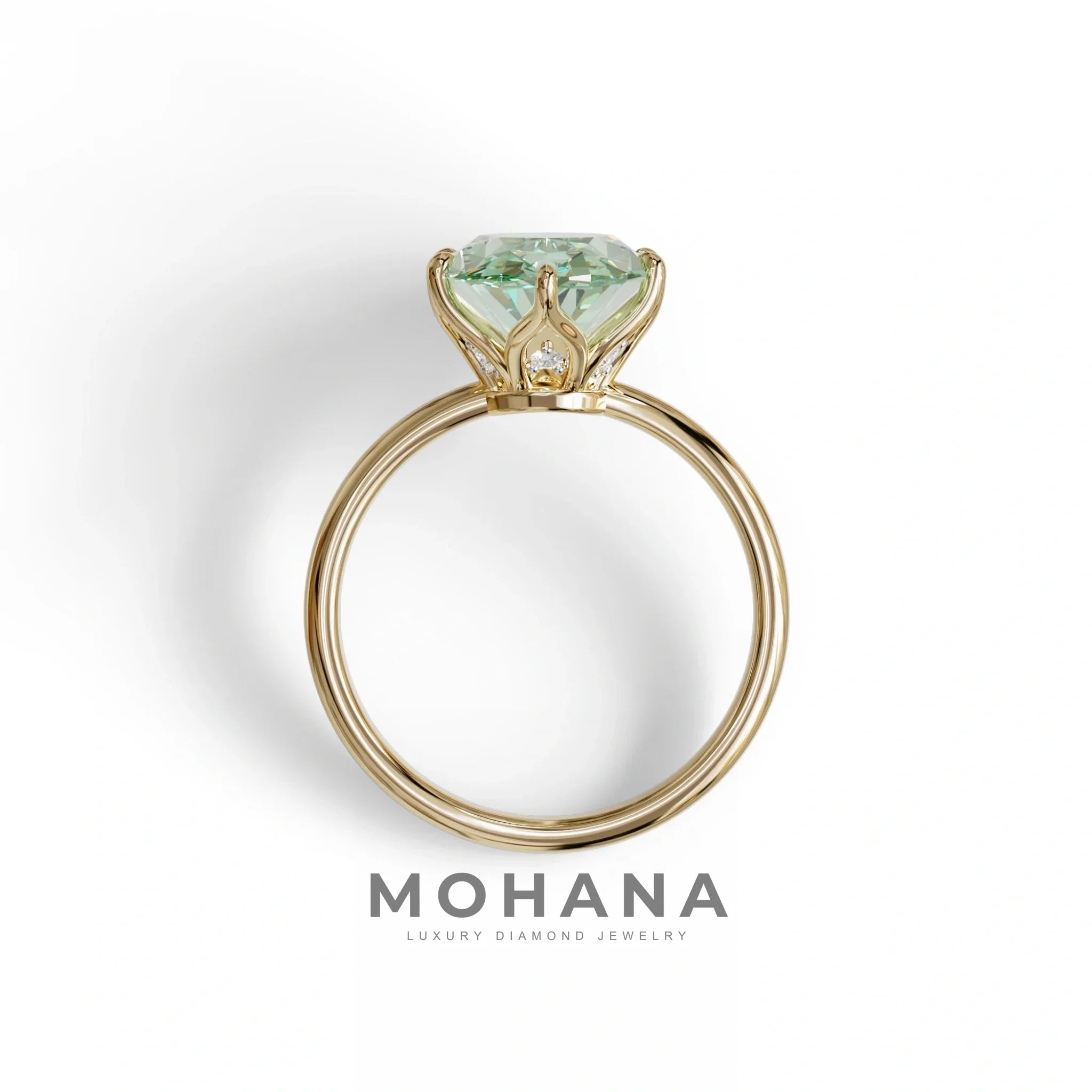 3 to 5 Carat Green Lab Grown Diamond Engagement Ring · Oval Cut Hidden Halo | Selene - view 7