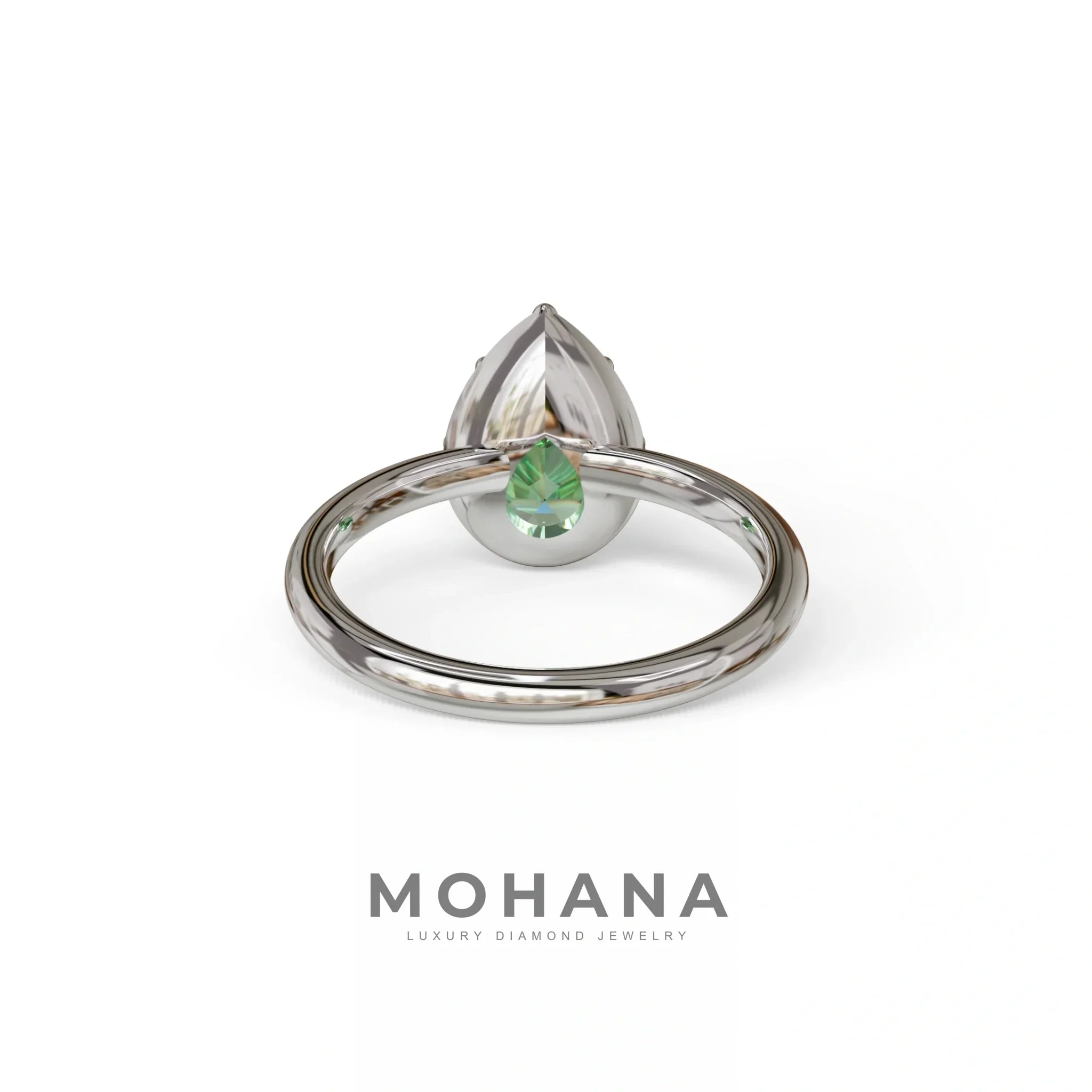 3 to 5 Carat Green Lab Grown Diamond Engagement Ring · Pear Cut Bezel Set | Mirage - Engagement Ring