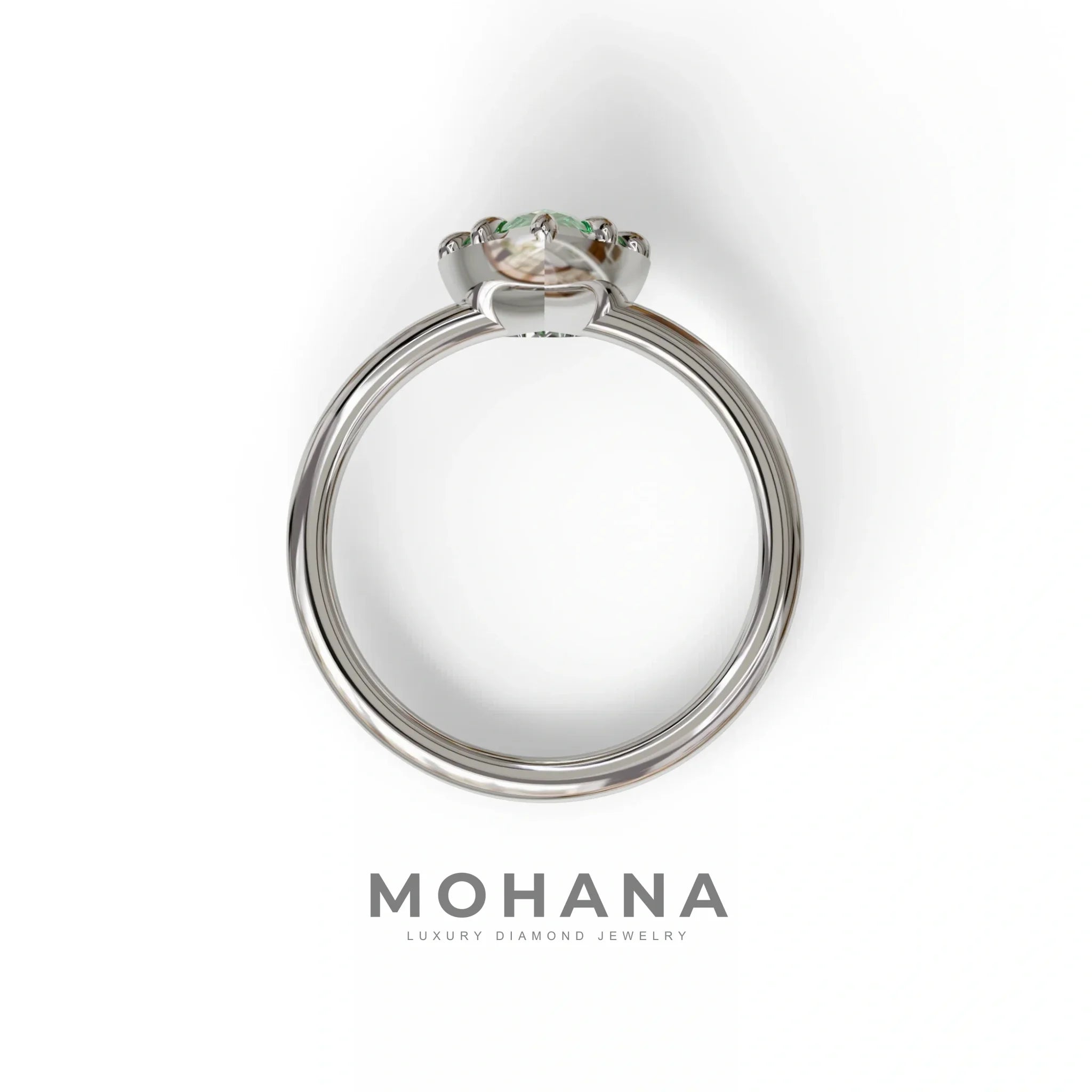 3 to 5 Carat Green Lab Grown Diamond Engagement Ring · Pear Cut Bezel Set | Mirage - Engagement Ring
