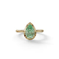 3 to 5 Carat Green Lab Grown Diamond Engagement Ring · Pear Cut Bezel Set | Mirage - 3 Carat / 10K Solid Gold / Yellow