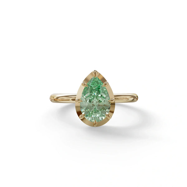3 to 5 Carat Green Lab Grown Diamond Engagement Ring · Pear Cut Bezel Set | Mirage