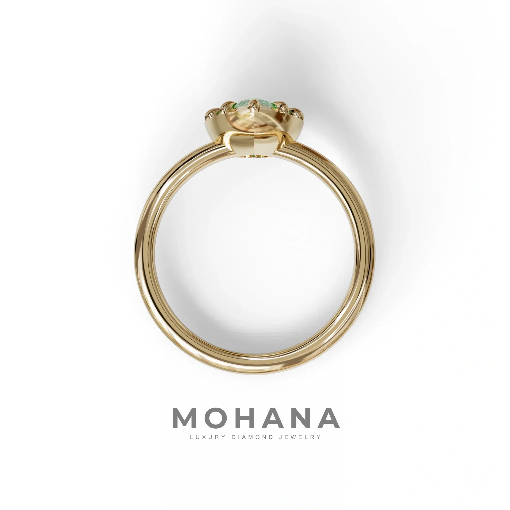 3 to 5 Carat Green Lab Grown Diamond Engagement Ring · Pear Cut Bezel Set | Mirage - Engagement Ring