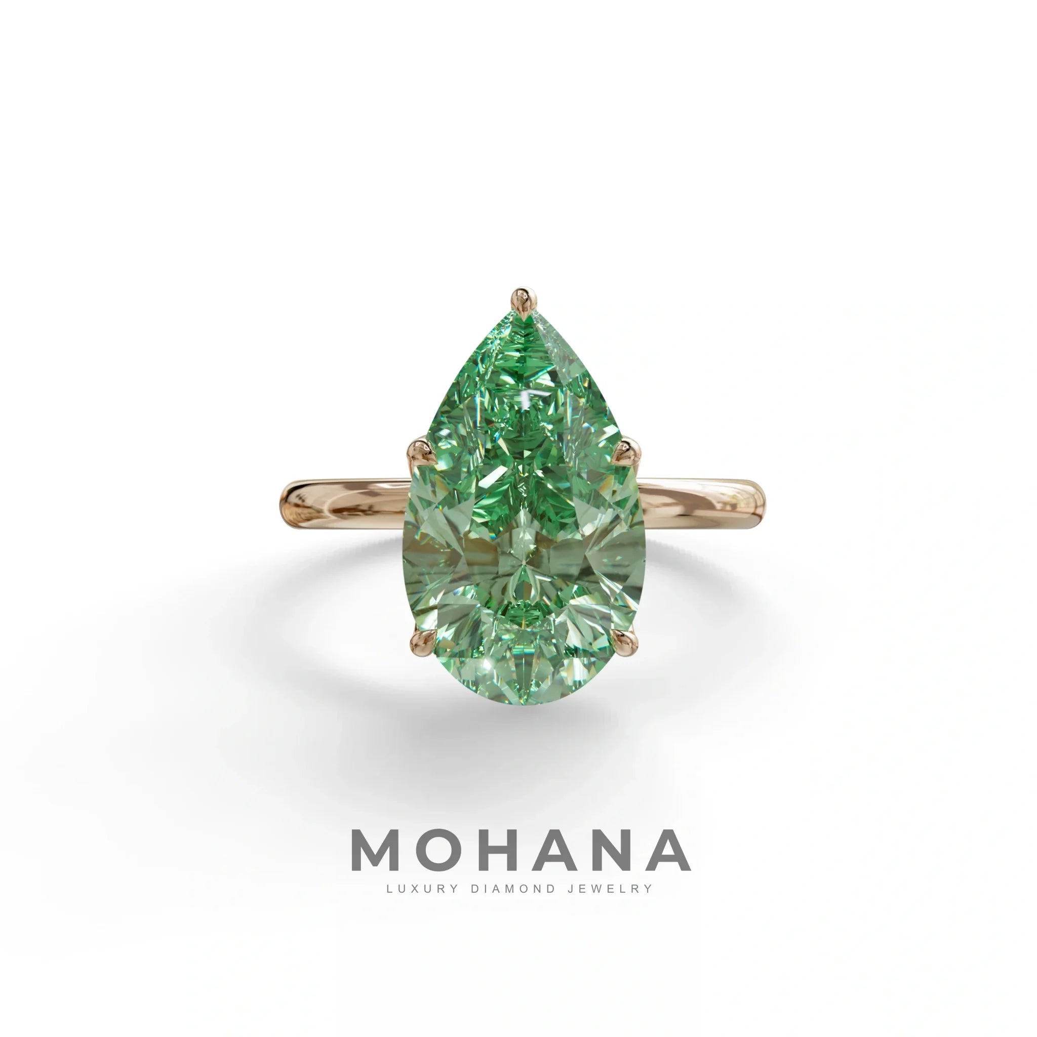 3 to 5 Carat Green Lab Grown Diamond Engagement Ring · Pear Cut Hidden Halo | Lyra - view 2