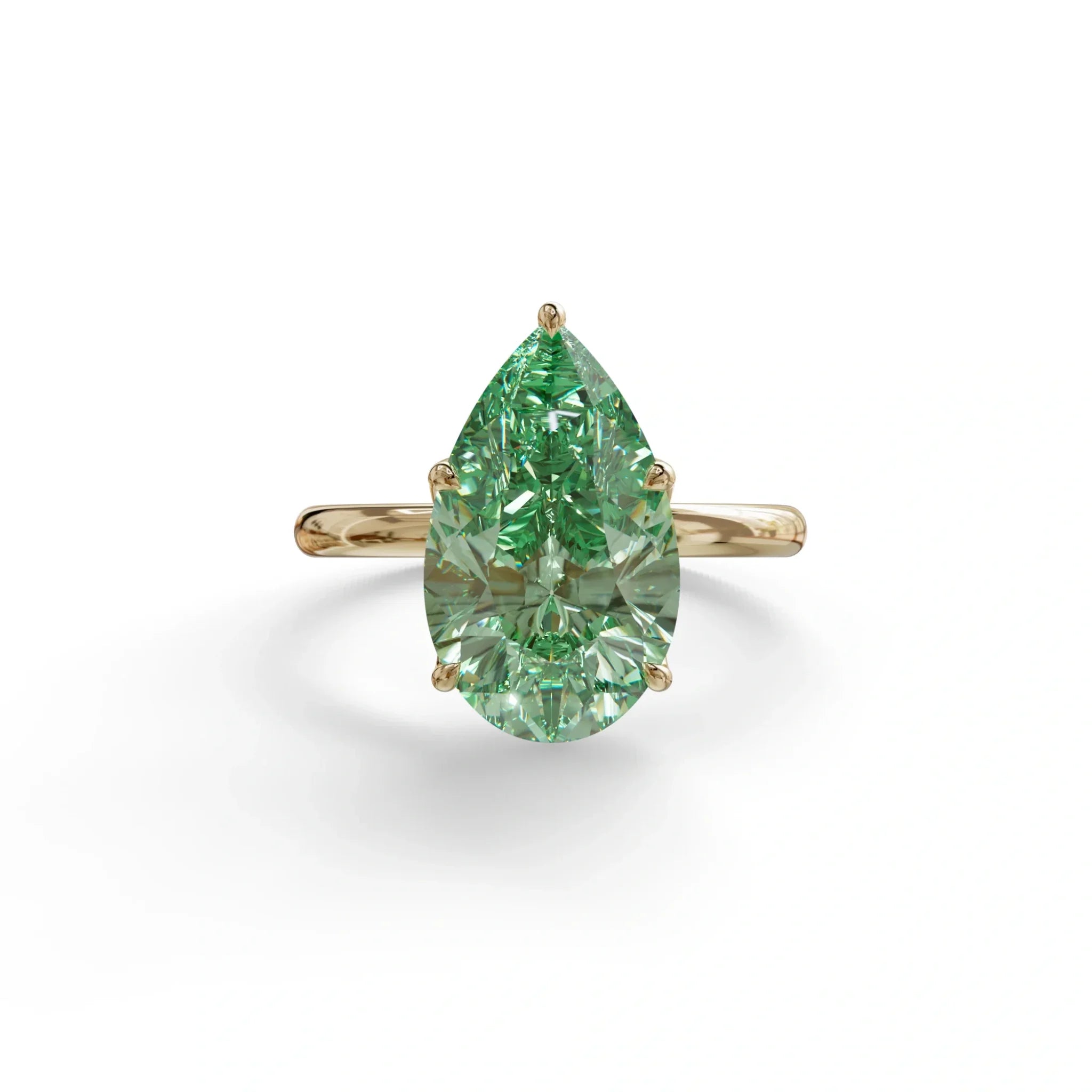 3 to 5 Carat Green Lab Grown Diamond Engagement Ring · Pear Cut Hidden Halo | Lyra - view 1