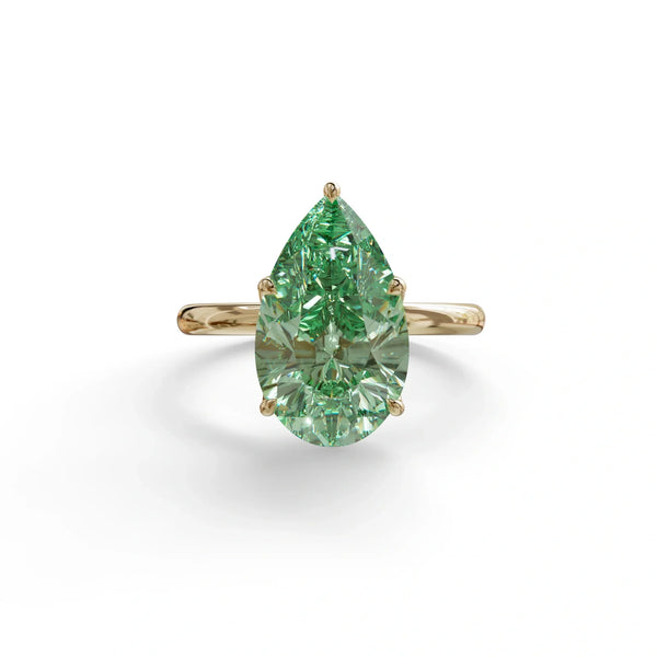 3 to 5 Carat Green Lab Grown Diamond Engagement Ring · Pear Cut Hidden Halo | Lyra